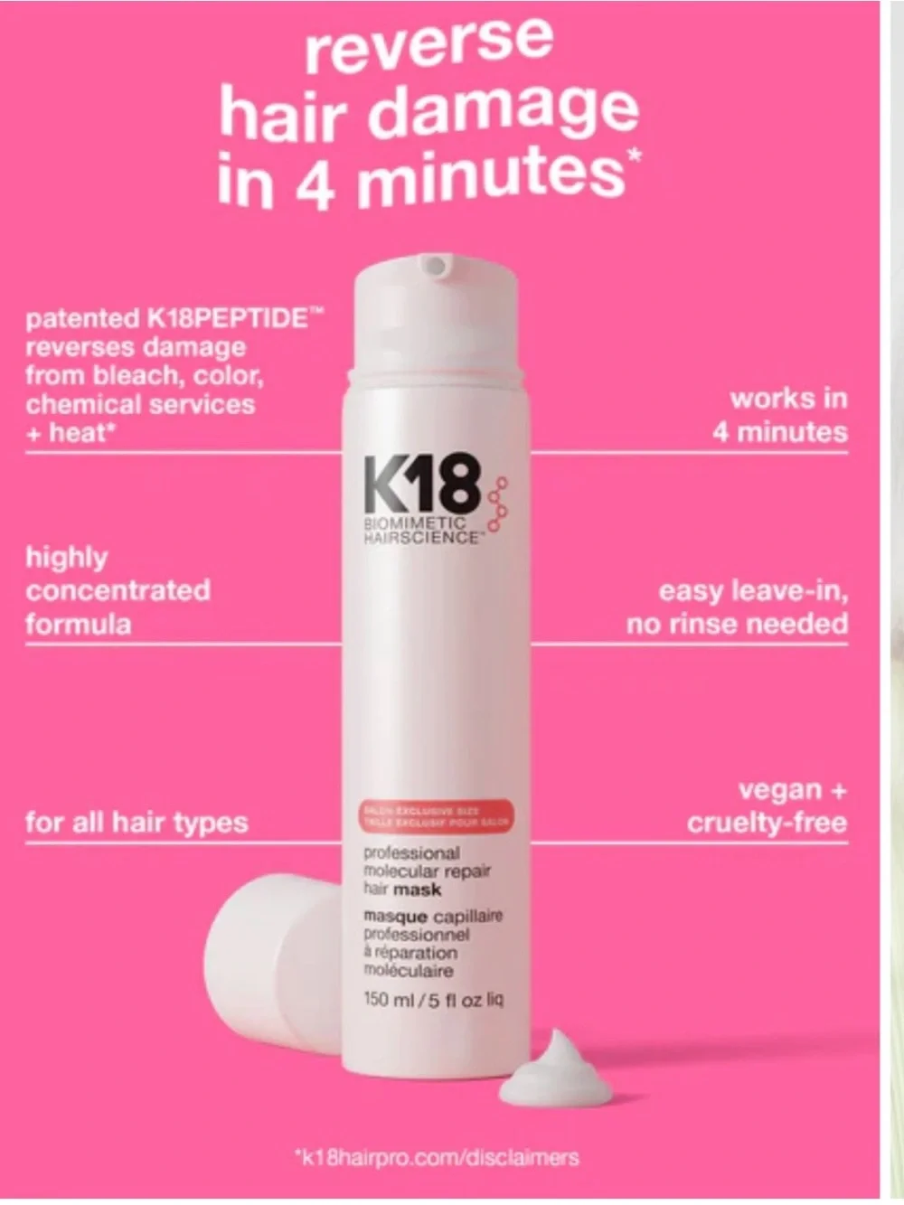 K18 Biomimetic Hairscience Professional Repair Mask - 5 fl oz
